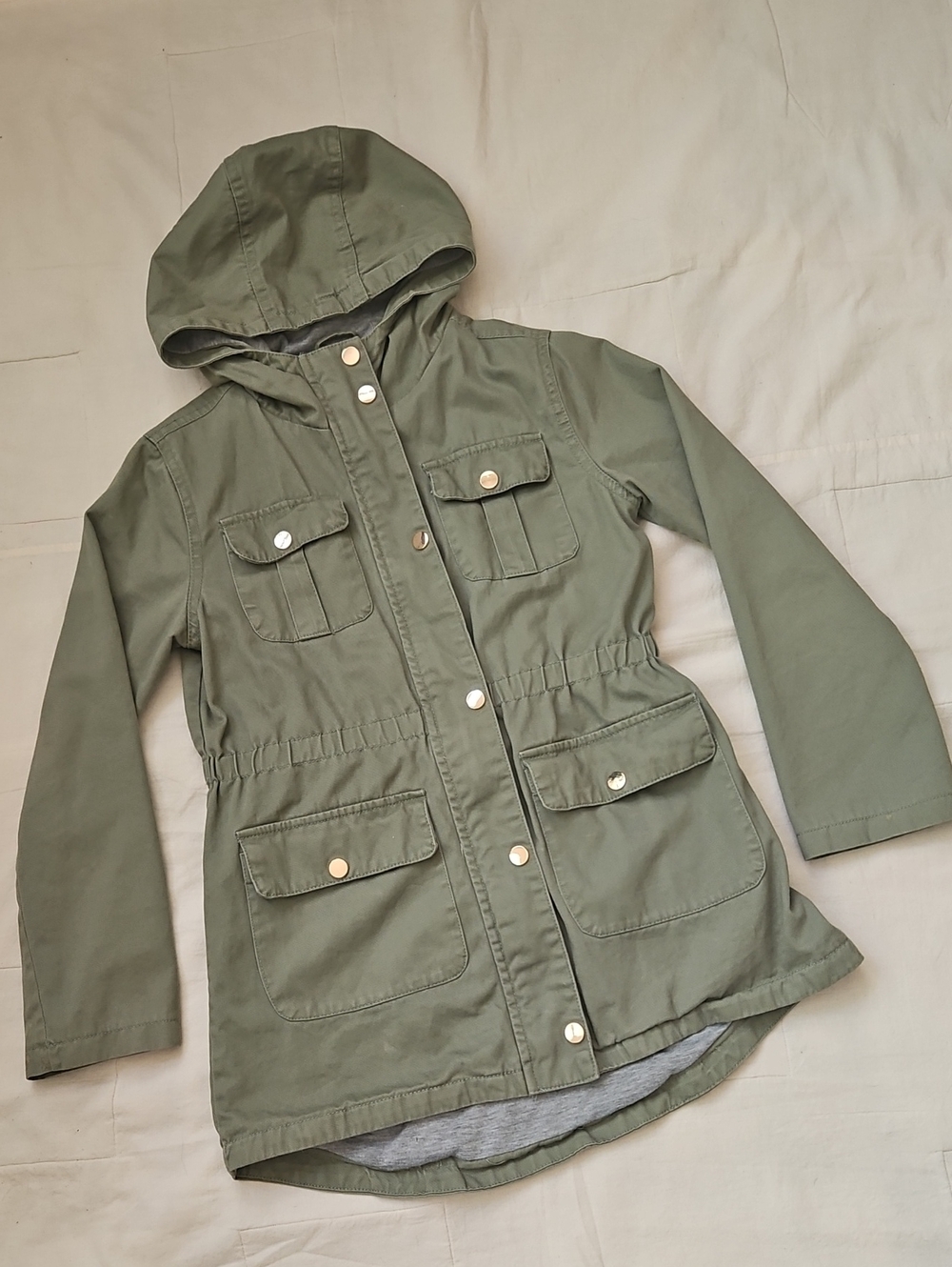 C&C California Girls 12 Hooded Jacket in Olive and Heather Gray